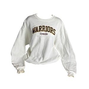Hanes Ecosmart Warriors Cheer Sweatshirt Womens Large White Crewneck Pullover